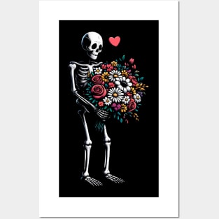 Waiting until death | skeleton valentines flowers Posters and Art
